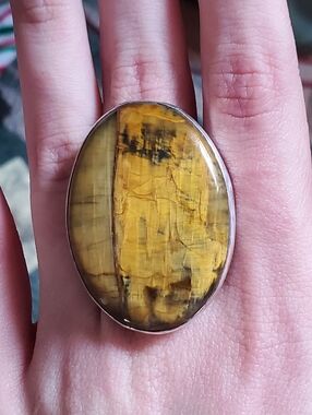 Genuine Tiger's Eye Ring (Size 6-6.5) - Navajo Silver